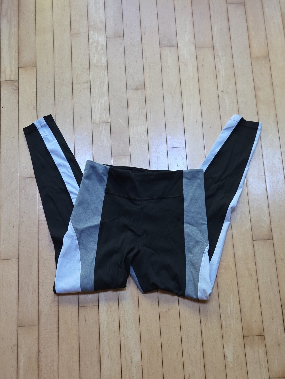 Athleta Black, Gray and White Colorblock Leggings